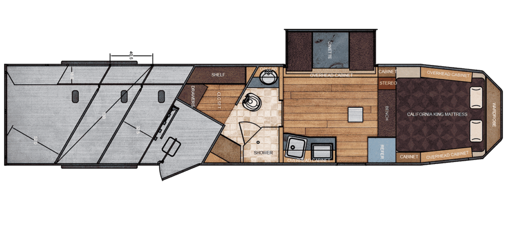 11'x15' Slide Out Mid-Tack w/ Mangers & Broom Closet